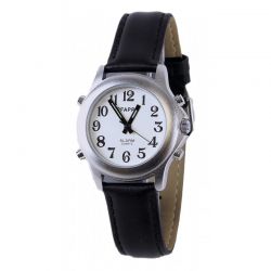 Montre parlante date et heure bracelet cuir