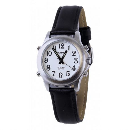 Montre parlante date et heure bracelet cuir