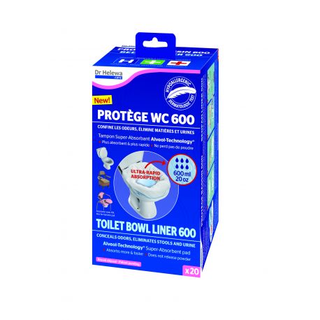 Sac protège cuvette WC hypoallergénique avec tampon absorbant 600ml DR HELEWA ® (x20)